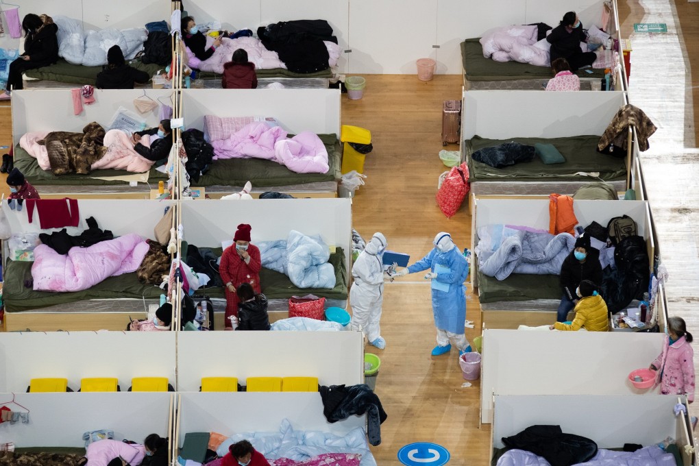People in quarantine in Wuhan, China, at the height of the coronavirus pandemic there. Photo: Getty Images