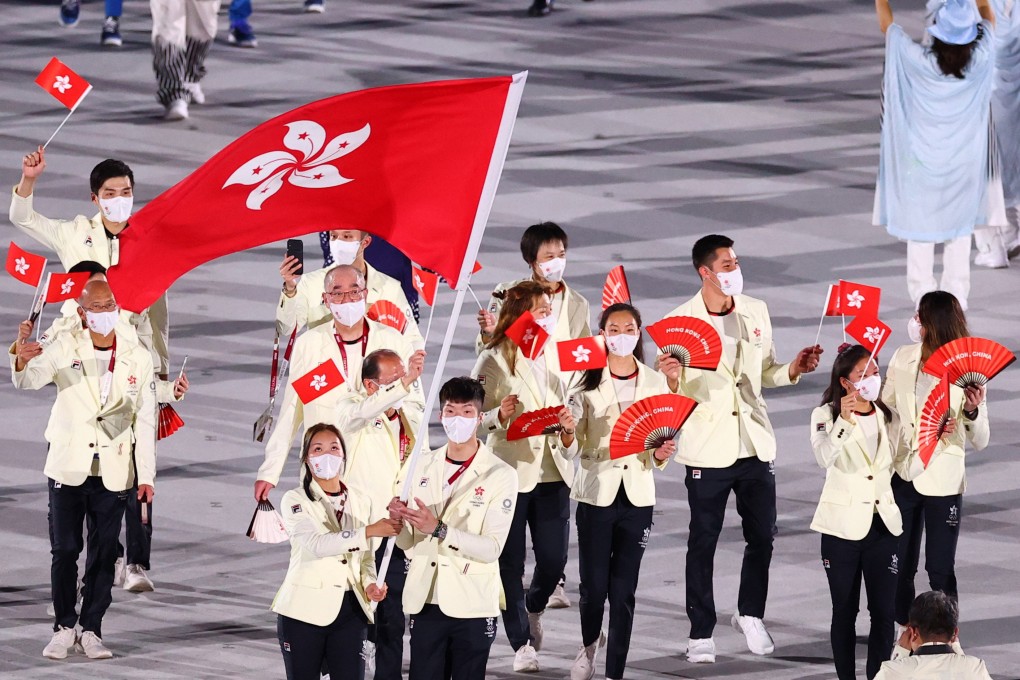 The Hong Kong contingent at the Tokyo 2020 Olympic opening ceremony on July 23. Photo: Reuters
