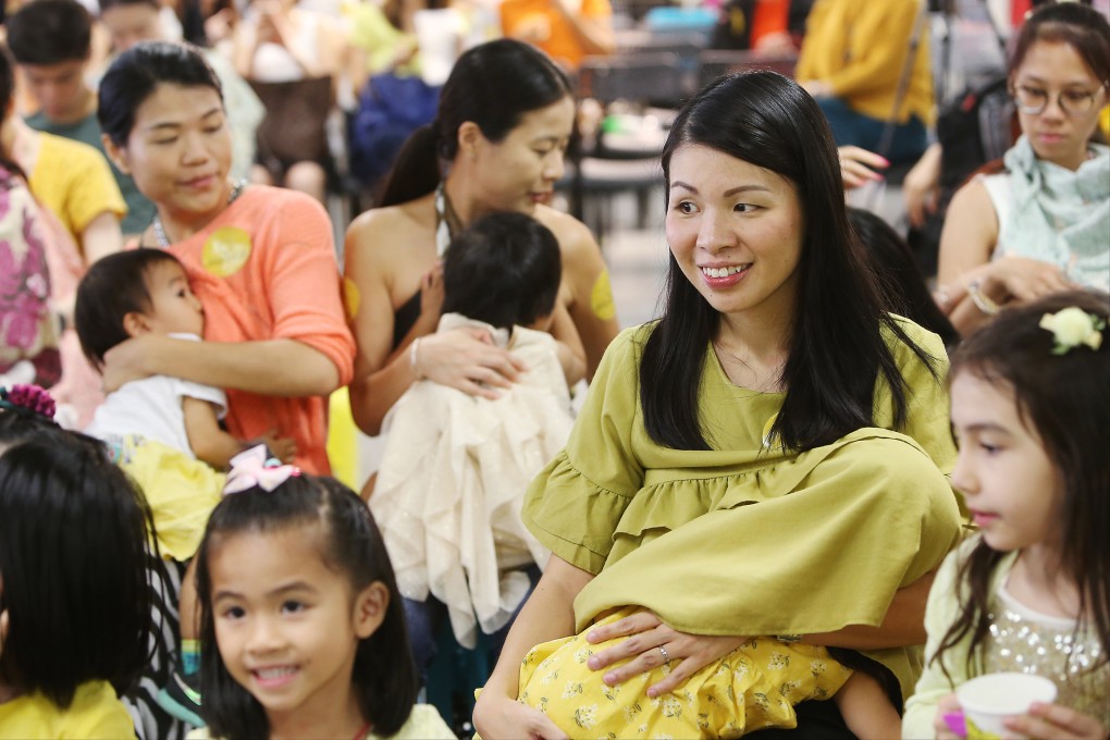 Women nurse children in Hong Kong to mark World Breastfeeding Week in August 2017. Photo: Dickson Lee