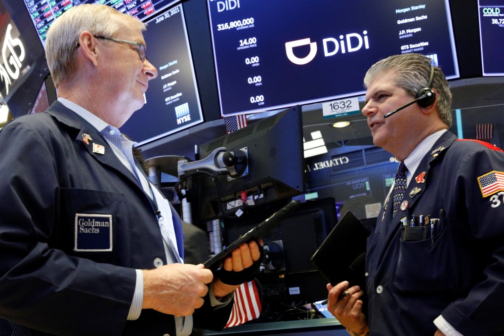 Traders work during the Didi IPO on the New York Stock Exchange on June 30. Photo: Reuters