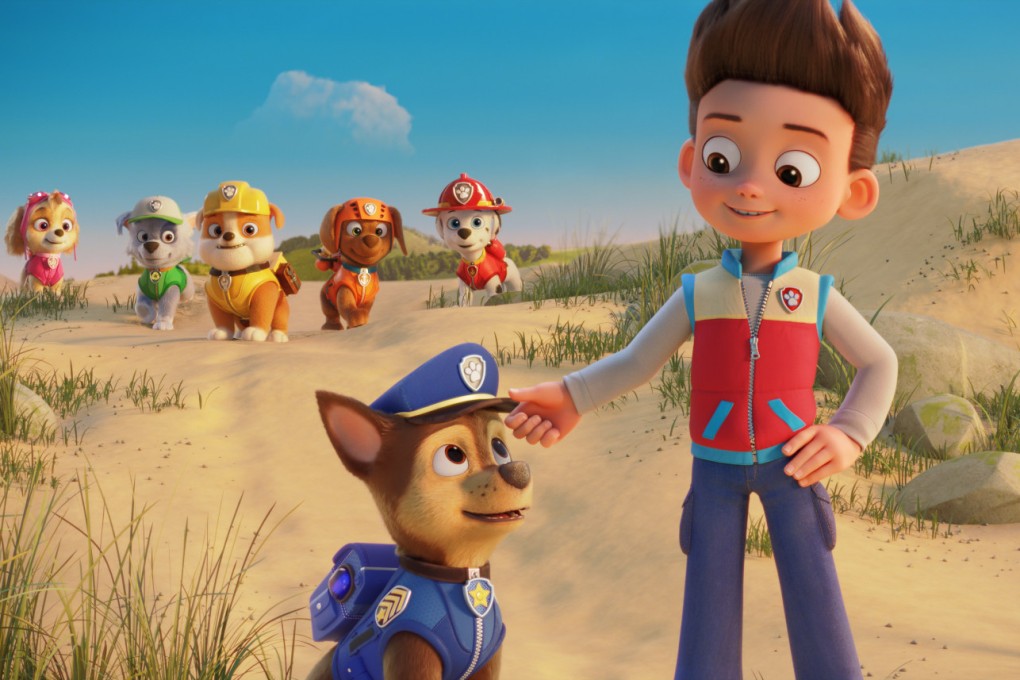 Chase (front left, voiced by Iain Armitage) and Ryder (Will Brisbin) in a still from Paw Patrol: The Movie (category I), directed by Cal Brunker. Ron Pardo co-stars.
