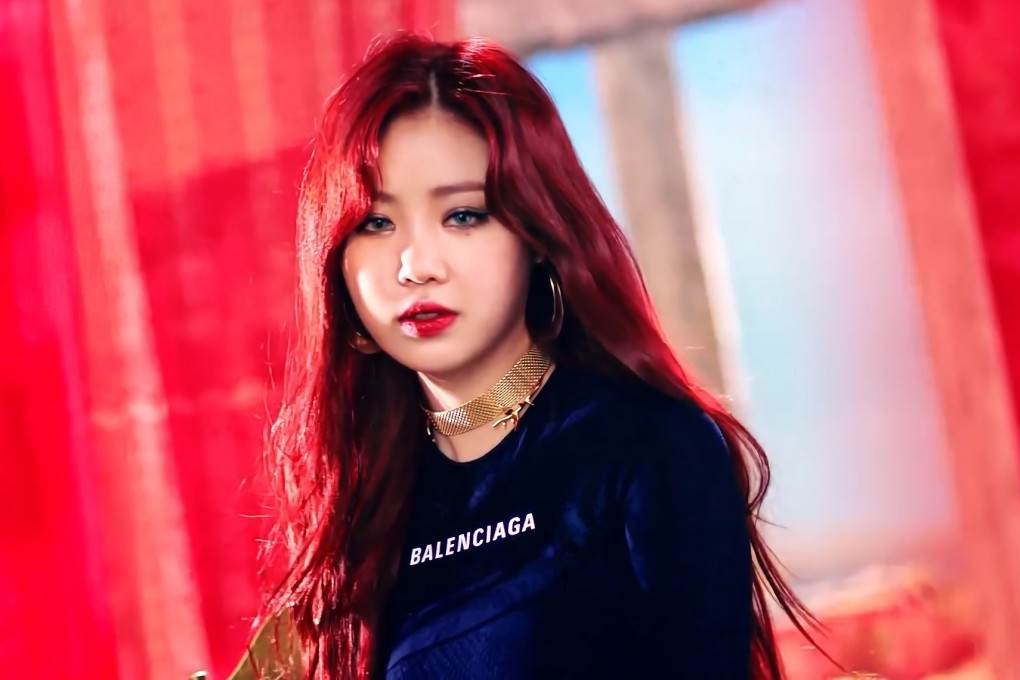 Soojin from (G)I-dle. The 23-year-old K-pop star has left the group over allegations she was a school bully, which she and the group’s label deny.