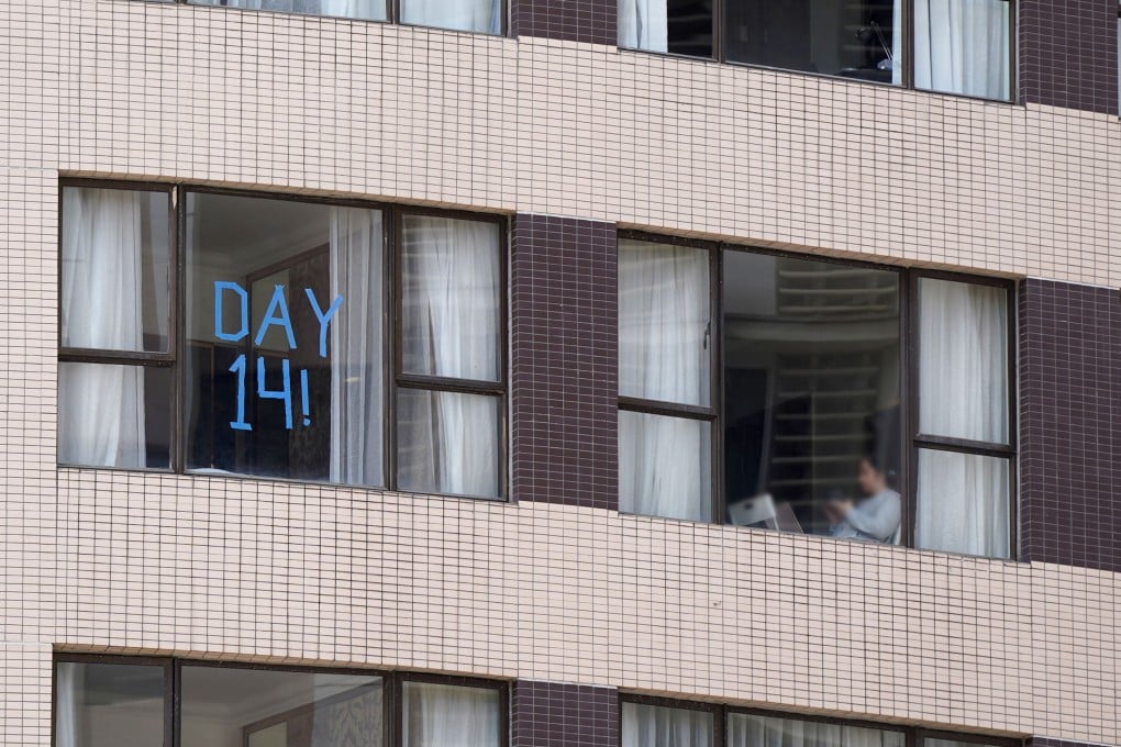 People isolating at Dorsett Hotel at Wan Chai on August 17. Photo: Sam Tsang