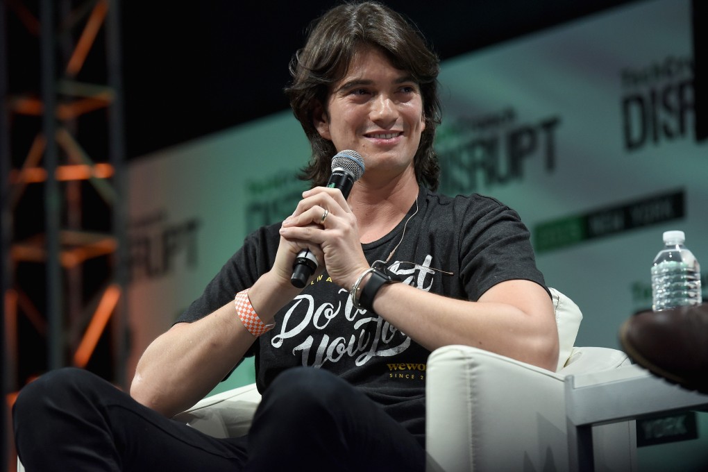 Adam Neumann, co-Founder and CEO of WeWork until his ousting in 2019, speaks at a tech conference. He billed the company as a tech start-up and disrupter, but it was just a property company - and a very badly run one - two authors explain brilliantly in their book The Cult of We. Photo: Noam Galai/Getty Images for TechCrunch