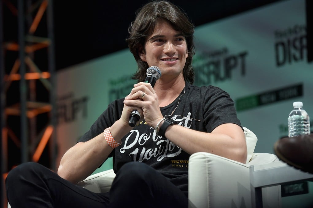 Adam Neumann, co-Founder and CEO of WeWork until his ousting in 2019, speaks at a tech conference. He billed the company as a tech start-up and disrupter, but it was just a property company - and a very badly run one - two authors explain brilliantly in their book The Cult of We. Photo: Noam Galai/Getty Images for TechCrunch