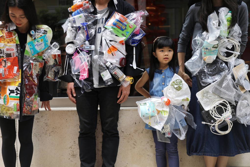 An appeal to end plastic pollution, in Wan Chai, Hong Kong, on April 22, 2018. The last thing we want is to burden future generations with our mess. Photo: Sam Tsang