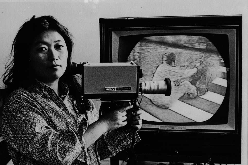 Artist Shigeko Kubota in her studio in 1972. Six years after her death, the Museum of Modern Art is mounting a solo exhibition of some of her work.