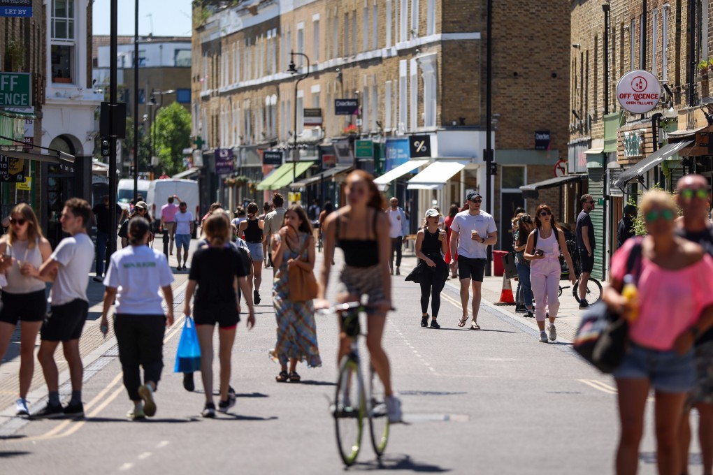 Broadway Market in London on July 16. British consumer confidence is bouncing back from the depths of Covid-19 despair, but the government’s financial position remains precarious. Photo: Bloomberg