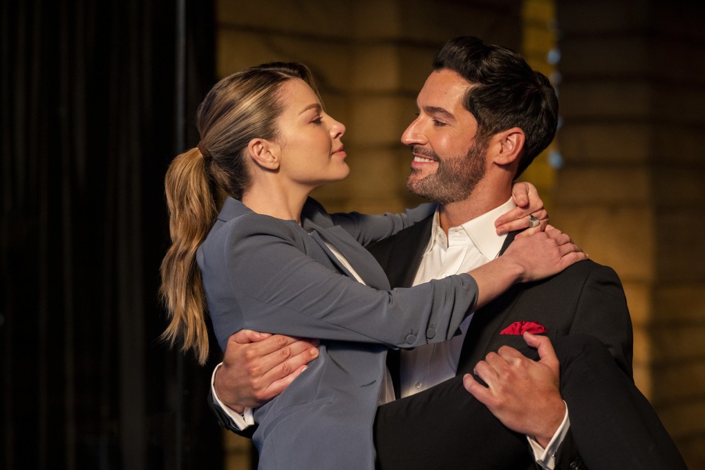 Lauren German (left), and Tom Ellis in a still from Lucifer, now in its last series on Netflix. Photo: John P. Fleenor/Netflix via AP