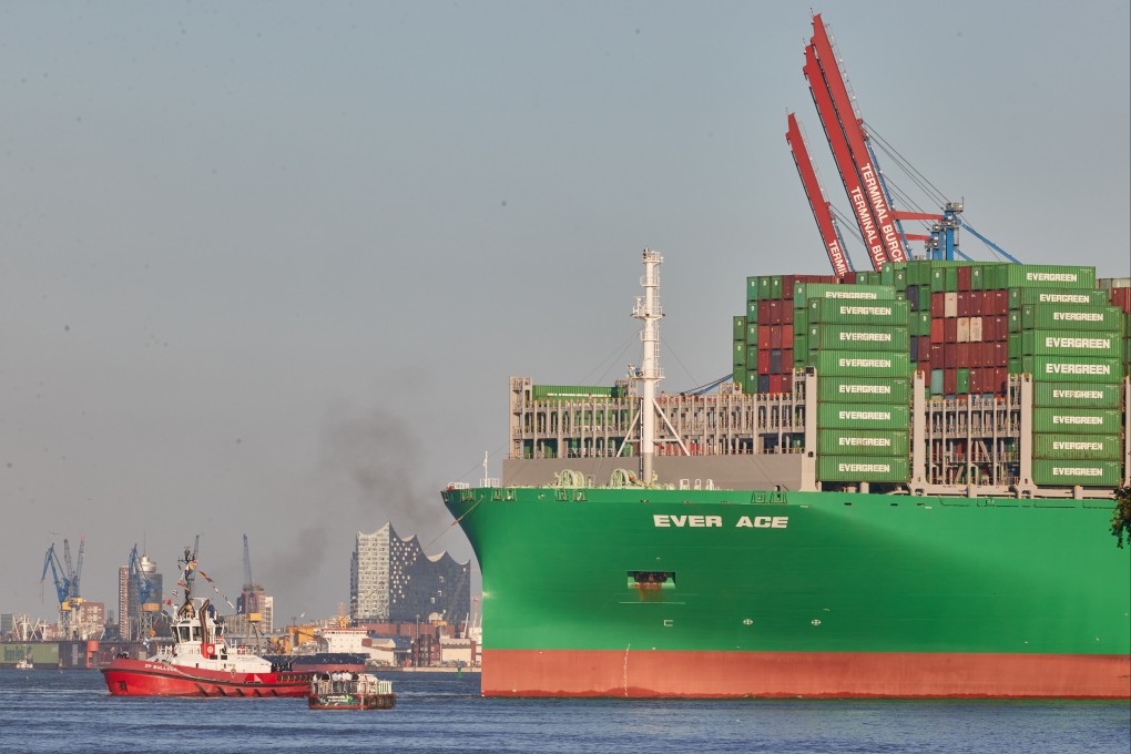 A ship is guided by a tug on the Elbe river into the Port of Hamburg’s Burchardkai container terminal on September 8. The EU’s Carbon Border Adjustment Mechanism is the world’s first concrete plan to apply real trade teeth to greenhouse gas emissions. Photo: dpa