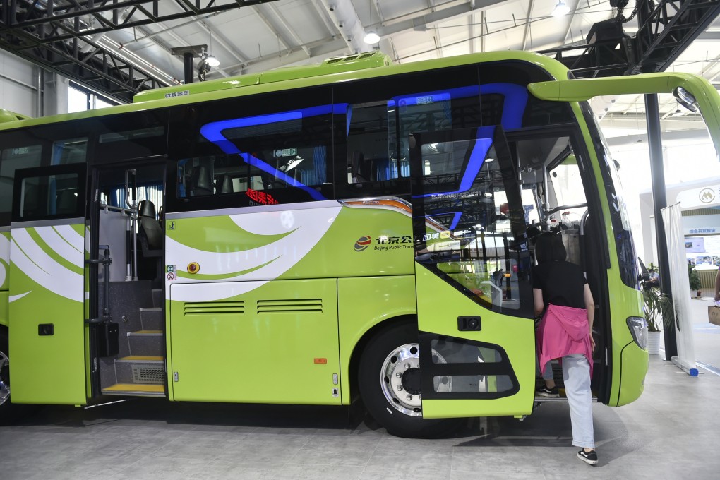 A hydrogen-fuelled bus is seen at the China International Fair for Trade in Services, in Beijing on September 6. Hydrogen may well appeal to countries where renewable power generation cannot fully replace coal and natural gas. Photo: Xinhua
