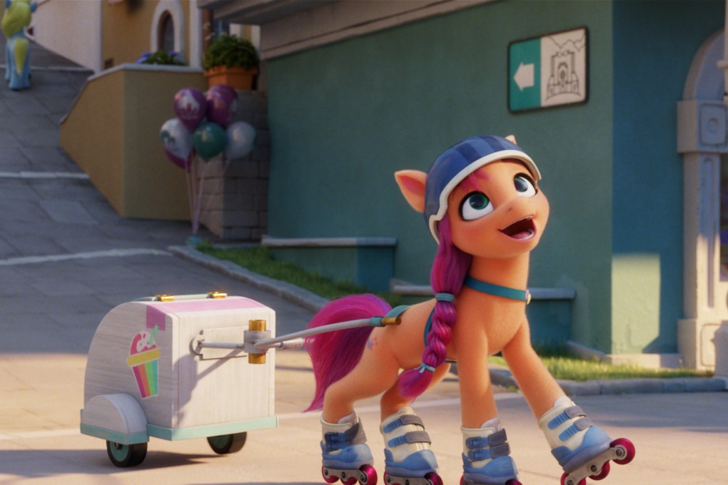 Sunny (voiced by Vanessa Hudgens) in a still from My Little Pony: A New Generation (category I), directed by Robert Cullen and José Ucha. James Marsden co-stars. Photo: Hasbro, Inc