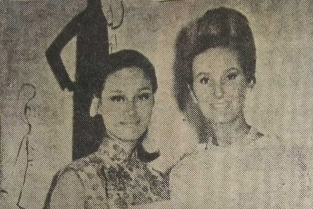 June Dally-Watkins (right) with Elly Lee, the winner of the June Dally-Watkins Modelling Scholarship Award, in April 1967. Photo: Handout