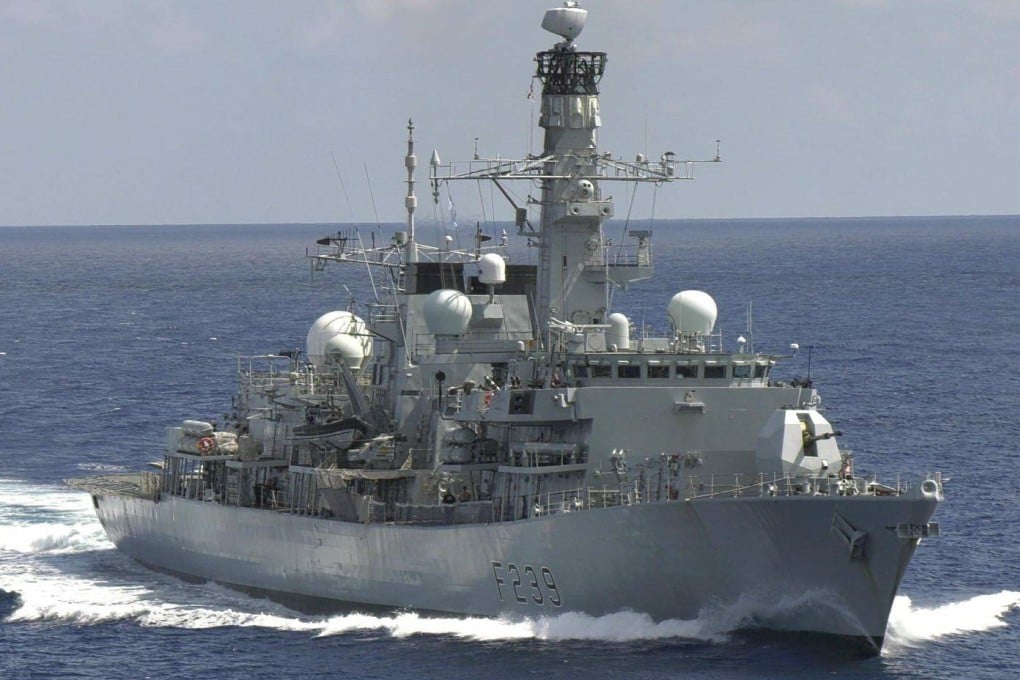 The HMS Richmond, a British Royal Navy frigate, passes through the Taiwan Strait on September 27. Britain, Australia and the United States have forged the Aukus alliance for military co-operation in the Pacific theatre. Photo: HMS Richmond
