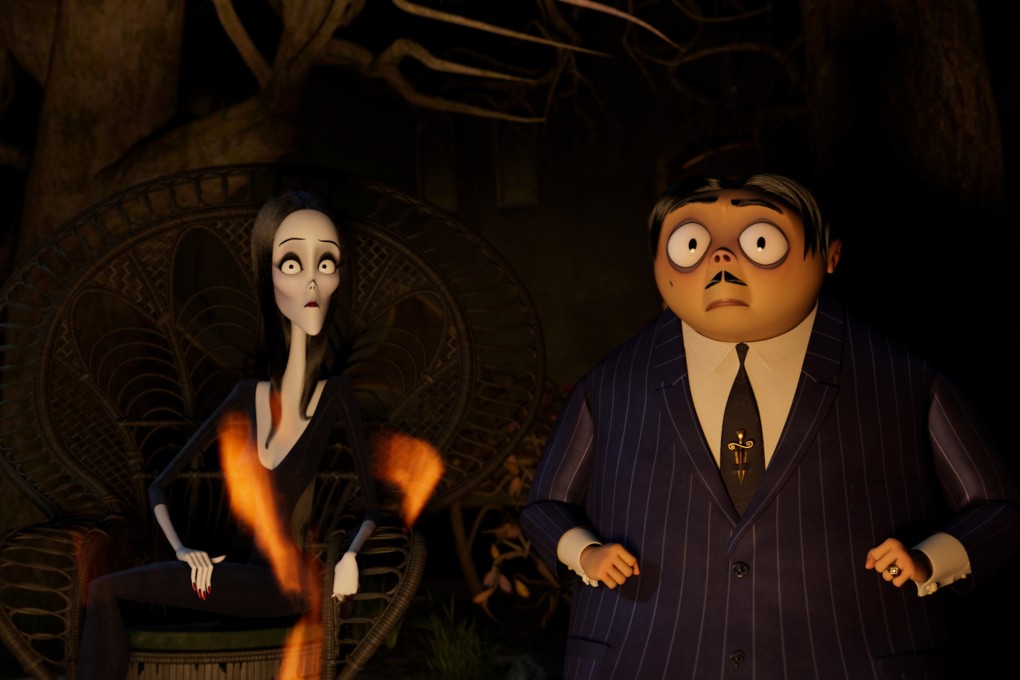 Morticia Addams (left, voiced by Charlize Theron) and Gomez Addams (Oscar Isaac) in a still from The Addams Family 2 (category IIA), directed by Greg Tiernan and Conrad Vernon. Chloë Grace Moretz also stars. Photo: Metro Goldwyn Mayer Pictures