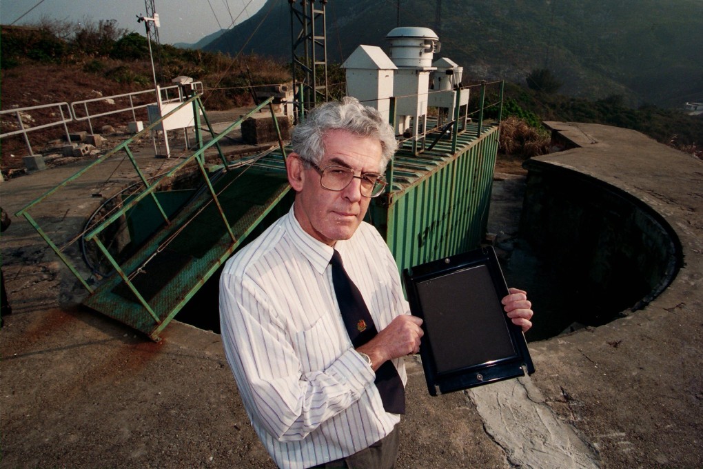 Professor Michael Anson of the then Hong Kong Polytechnic at Cape D’Aguilar, where its monitoring station assisted Nasa’s 1991 mission to measure atmospheric pollution. He is holding a filter used to discover the amount of chemicals in the air. Photo: SCMP