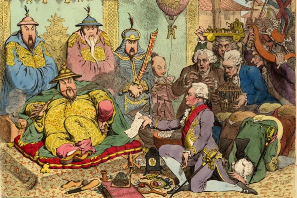 An artist’s impression of China’s Qianlong emperor granting an audience to British ambassador Lord Macartney.