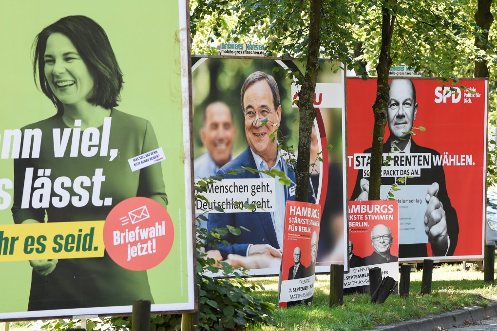 Election posters seen in Hamburg on August 31. A Germany “traffic light” coalition – led by the centre-left Social Democrats, with the pro-business Free Democrats and the Greens – could soon be driving important policy changes in Germany, Europe and beyond. Photo: Reuters