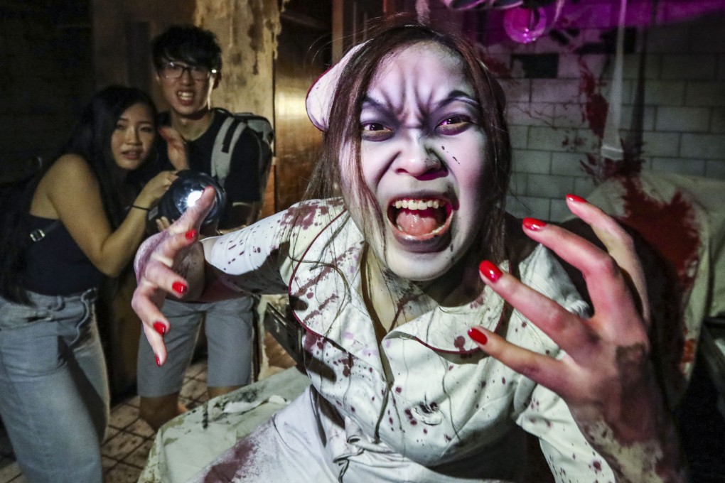 This Halloween the Ocean Park Marriott, in Aberdeen, will have a collection of petrifying interactive games, hellish costume exhibitions and a boozy jack-o-lantern bar. It is one of several Hong Kong hotels offering Halloween staycation packages. Photo: Nora Tam