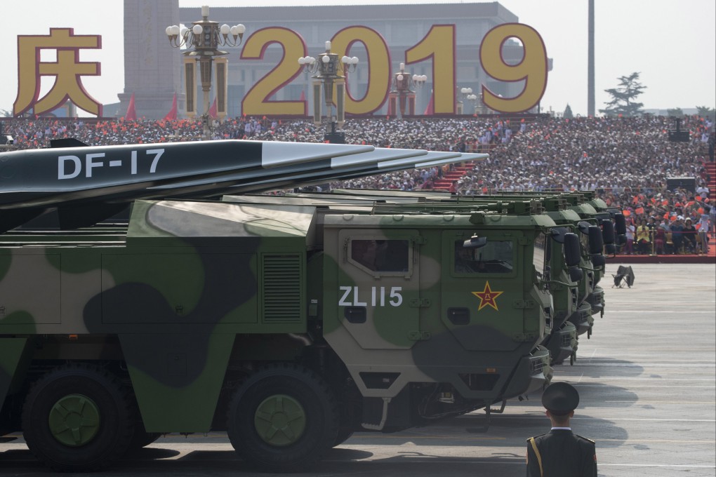 Chinese military vehicles carrying the DF-17 hypersonic missile pass by crowds during a parade, in Beijing on October 1, 2019, to commemorate the 70th anniversary of the founding of the People’s Republic of China. Photo: AP