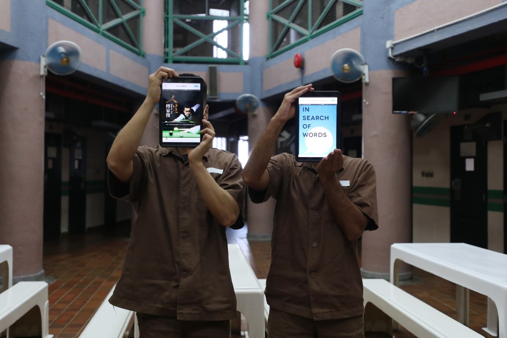 Inmates show off their iPads at Stanley Prison on June 5, 2020. The “smart prison” project allows inmates to learn skills they will need to succeed when they eventually return to the outside world. Photo: Xiaomei Chen