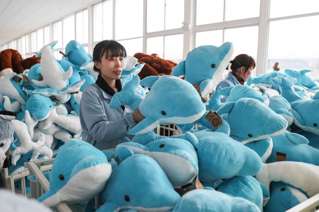 Workers check stuffed toys at a factory in Lianyungang, in China’s eastern Jiangsu province, on April 26. The raw trade data contradicts suggestions that trade has been suppressed or supply chains dismantled. Photo: AFP