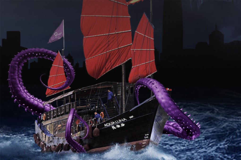 The Aqua Luna, one of Hong Kong’s last red-sail Chinese junks, is offering Halloween cruises.