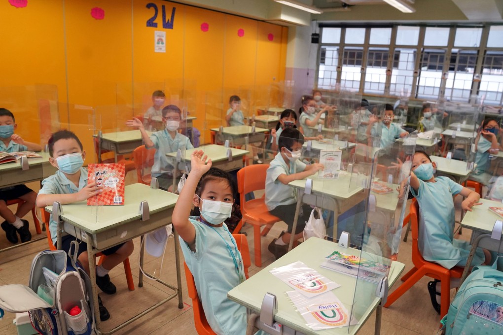 Students attend the first day of the school year at Fukien Secondary School Affiliated School in Yau Tong on September 1. Photo: Sam Tsang