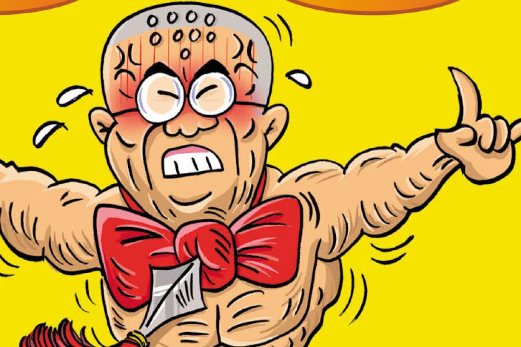 A caricature of former chief secretary and chief executive of the Hong Kong administration “Bow-tie” Donald Tsang. Compared to him, the city’s current crop of public figures are colourless..