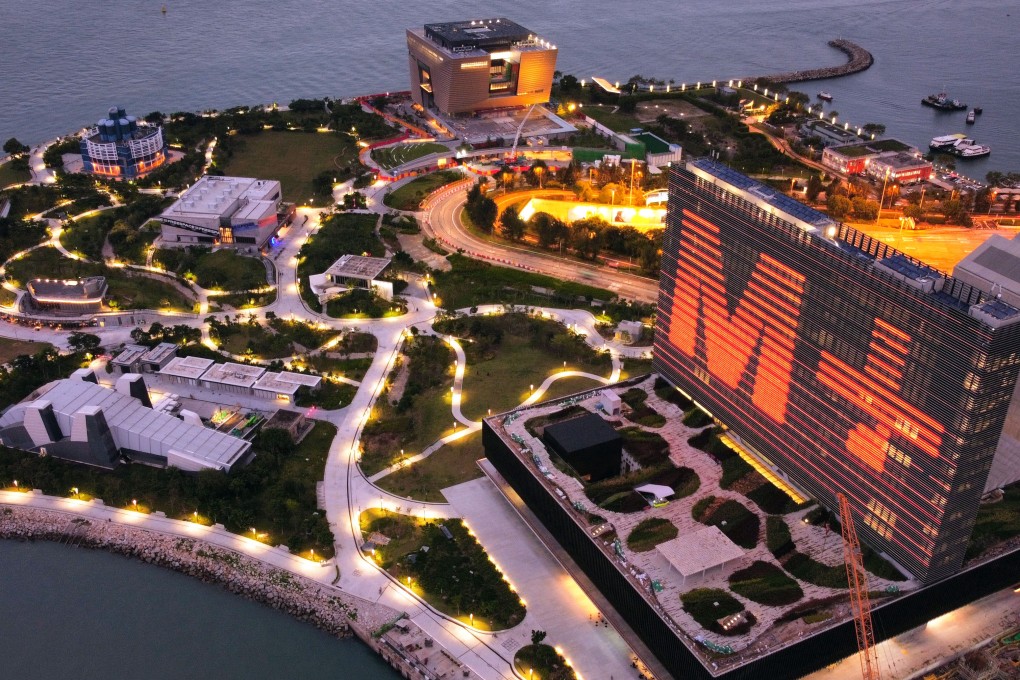 A night view of the M+ museum and the West Kowloon arts hub in Hong Kong. The museum opened four years late and in a very different political and cultural climate from the one at the time the district was conceived in 1996. Photo: Martin Chan