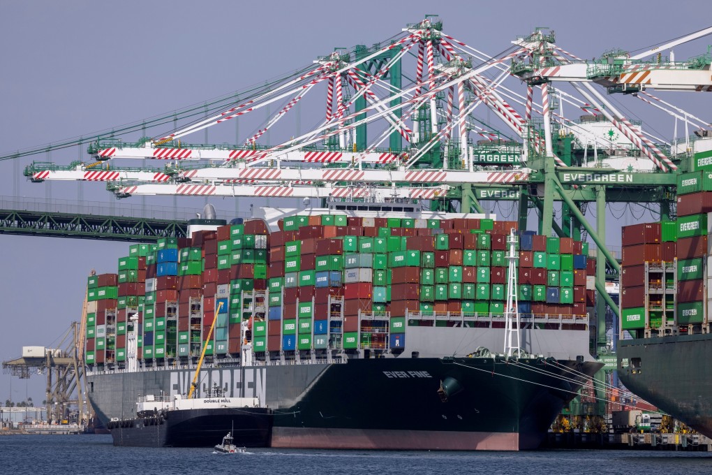 Container ships dock at the congested Port of Los Angeles, in San Pedro, California, on September 29. Manufacturing capacity constraints, extended delivery times and labour shortages are causing hiccups in the global supply chain, but there may be light at the end of the tunnel. Photo: Reuters