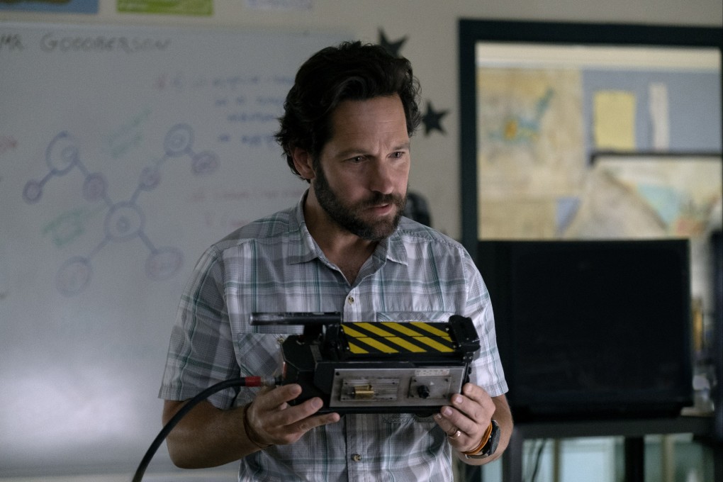 Paul Rudd in a still from Ghostbusters: Afterlife (category IIA). Finn Wolfhard and Mckenna Grace co-star, Jason Reitman directs.