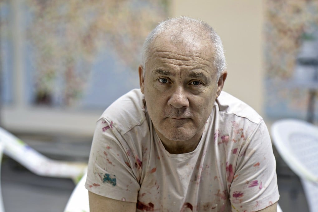 Damien Hirst in his studio. The British artist’s third Hong Kong show will open at White Cube Hong Kong on November 24. Photo: White Cube / Damien Hirst