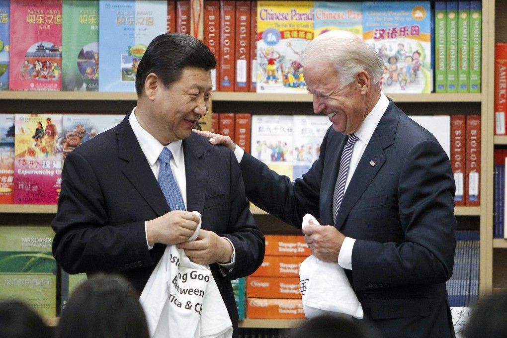 Xi Jinping and Joe Biden, both then vice-presidents, pictured in California in February 2012. File photo: AP