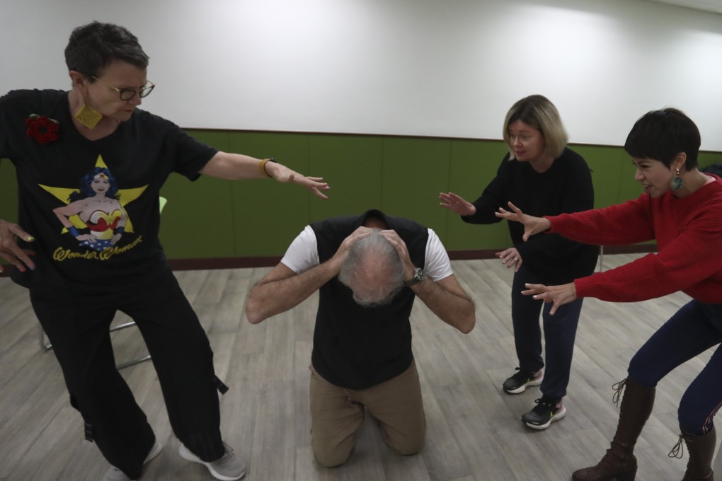 Actors rehearse Sweet and Sour Productions’ adaptation of A Christmas Carol at the Methodist International Church in Wan Chai, Hong Kong. Photo: Jonathan Wong