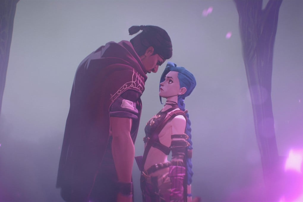 Sevika (left, voiced by Amirah Vann) and Jinx (Ella Purnell) in a still from Arcane. Photo: Netflix