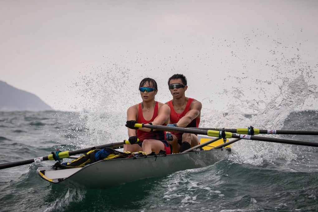 Winky Hui and Chun Chiu-hin set the mixed pair record for rowing around Hong Kong Island. Photo: Phoebe Leung