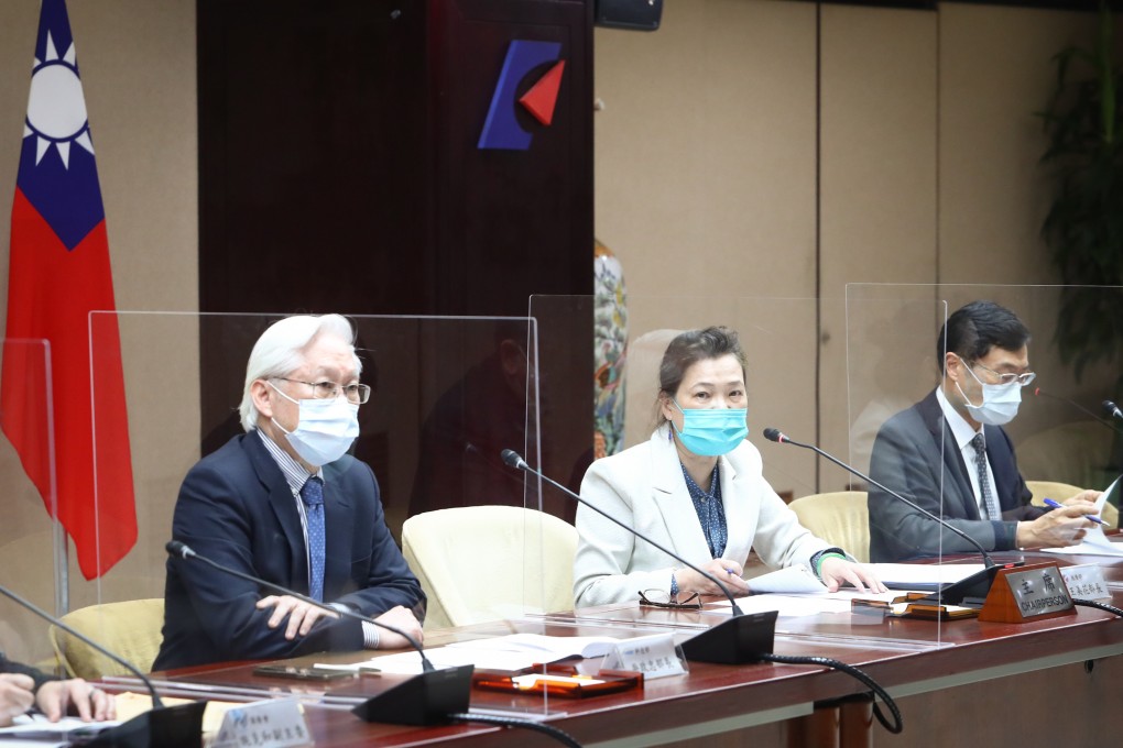 The Taiwanese delegation led by economic affairs minister Wang Mei-hua (centre) during the virtual economic dialogue with the US. Photo: CNA