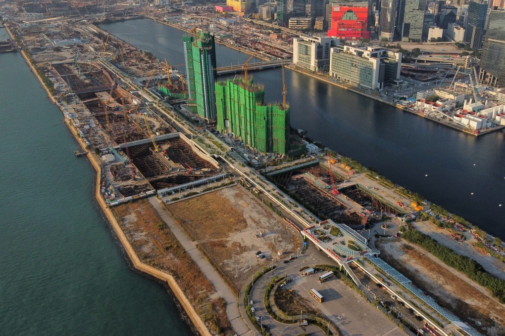 Construction at the site of the former runway of the Kai Tak airport. Photo: Martin Chan