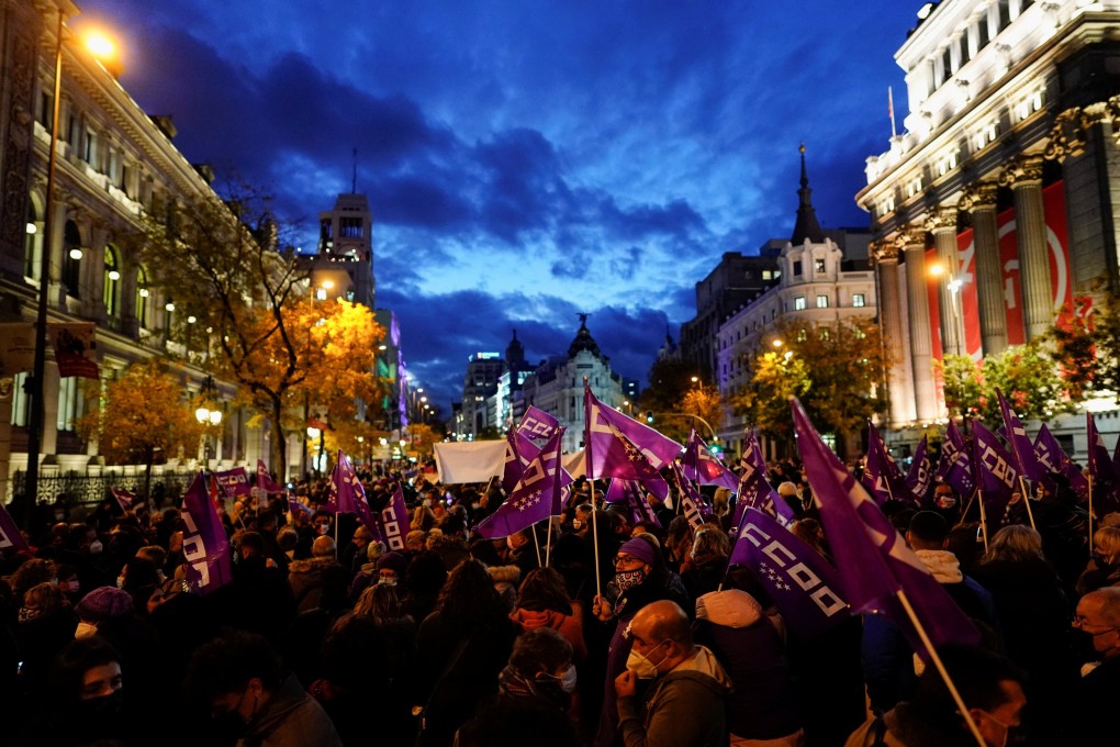 Demonstrators take part in a rally to mark the International Day for the Elimination of Violence against Women in Madrid, Spain. Photo: Reuters