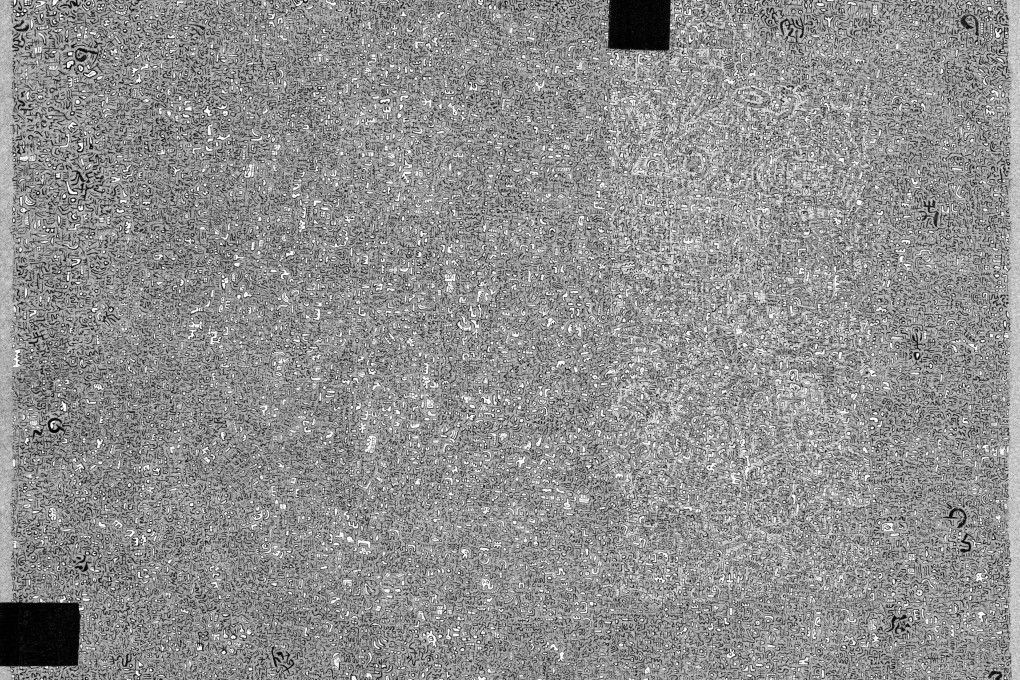 The Grey, The Thrill, The Prey, by Roberta Boffa, part of her show of intricate, detailed drawings at the HKI Gallery in Wan Chai, Hong Kong. Photo: Roberta Boffo