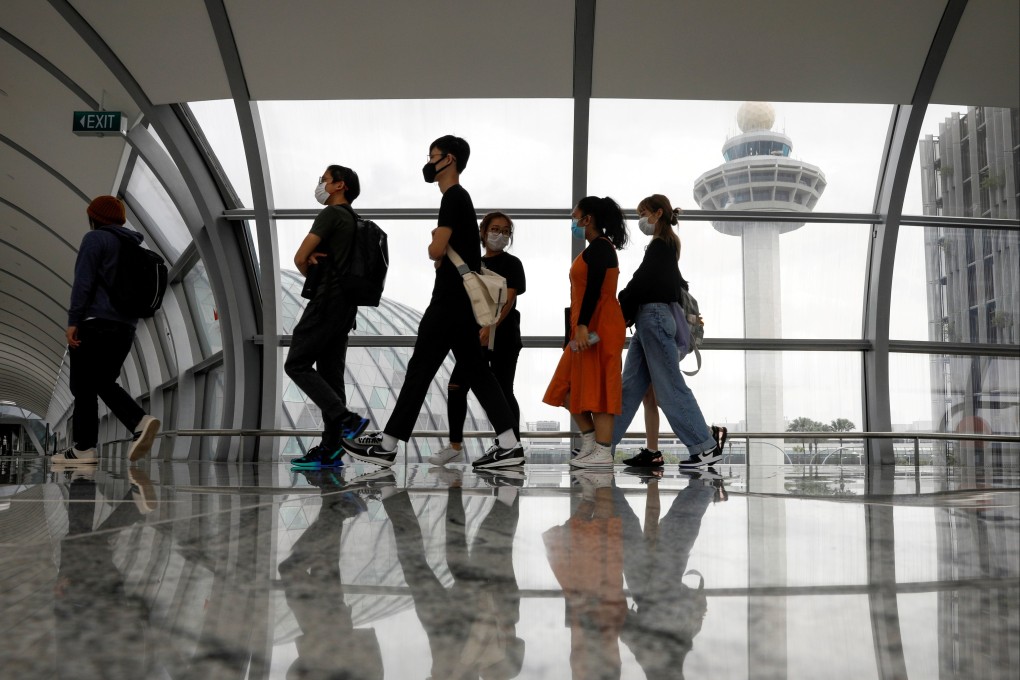 Visitors pass through the control tower of Singapore’s Changi Airport. Photo: Reuters