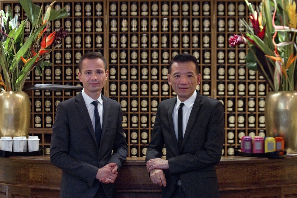 Mariage Frères chairman Kitti Cha Sangmanee (right) and general director Franck Desains at one of the company’s shops in Paris, France, in 2011. Photo: AFP