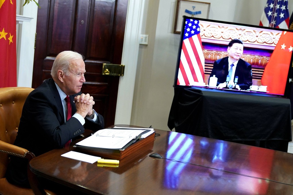 US President Joe Biden speak to China’s President Xi Jinping during a virtual summit from the White House in Washington on November 15. Photo: AFP