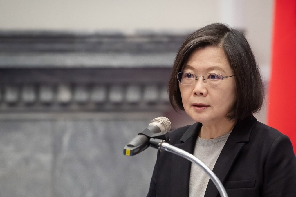 Tsai Ing-wen addresses the delegation of Baltic lawmakers at the presidential office in Taipei on Monday. Photo: EPA/EFE
