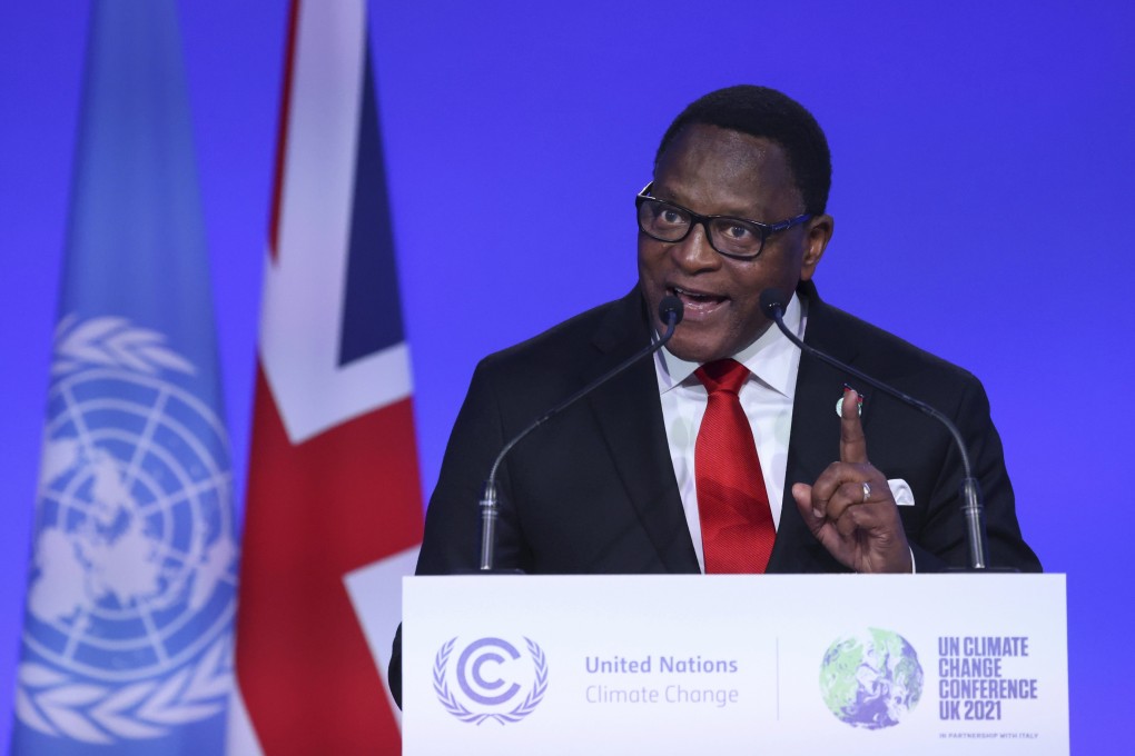 Malawi’s President Lazarus Chakwera at the COP26 conference in Glasgow, Scotland on November 1. Photo: AP