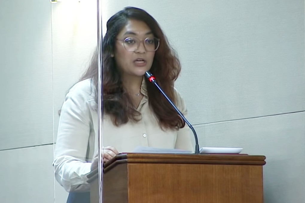 Workers‘ Party MP Raeesah Khan, 27, admitted on November 1 to lying to Singapore’s parliament earlier this year about details of a rape case that she had said was mishandled by police. Photo: YouTube