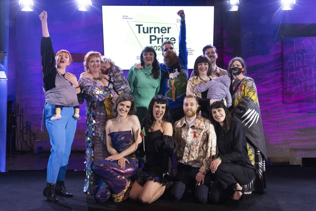 Array Collective are announced as the winner of the Turner Prize 2021 in Coventry on Wednesday. Photo: PA via AP