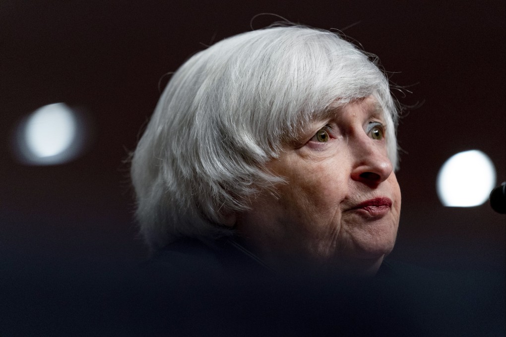 US Treasury Secretary Janet Yellen listens to a question during a Senate Banking Committee hearing on Capitol Hill on Tuesday. Photo: AP