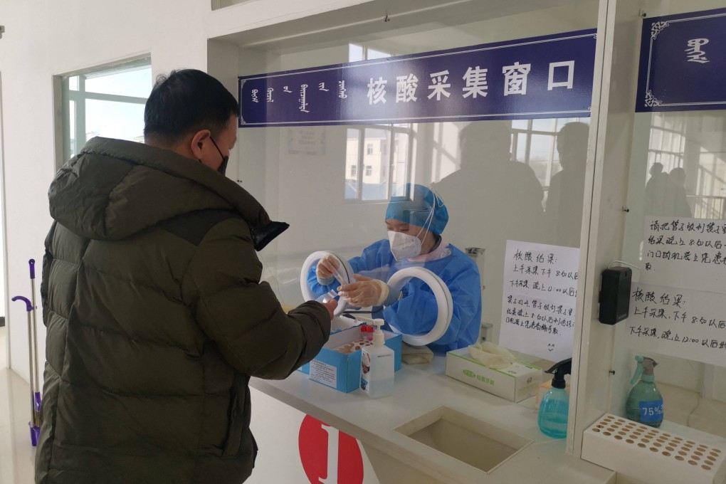 A resident gets tested for Covid-19 in Erenhot, in the northern Inner Mongolia region, on Thursday. Photo: AFP